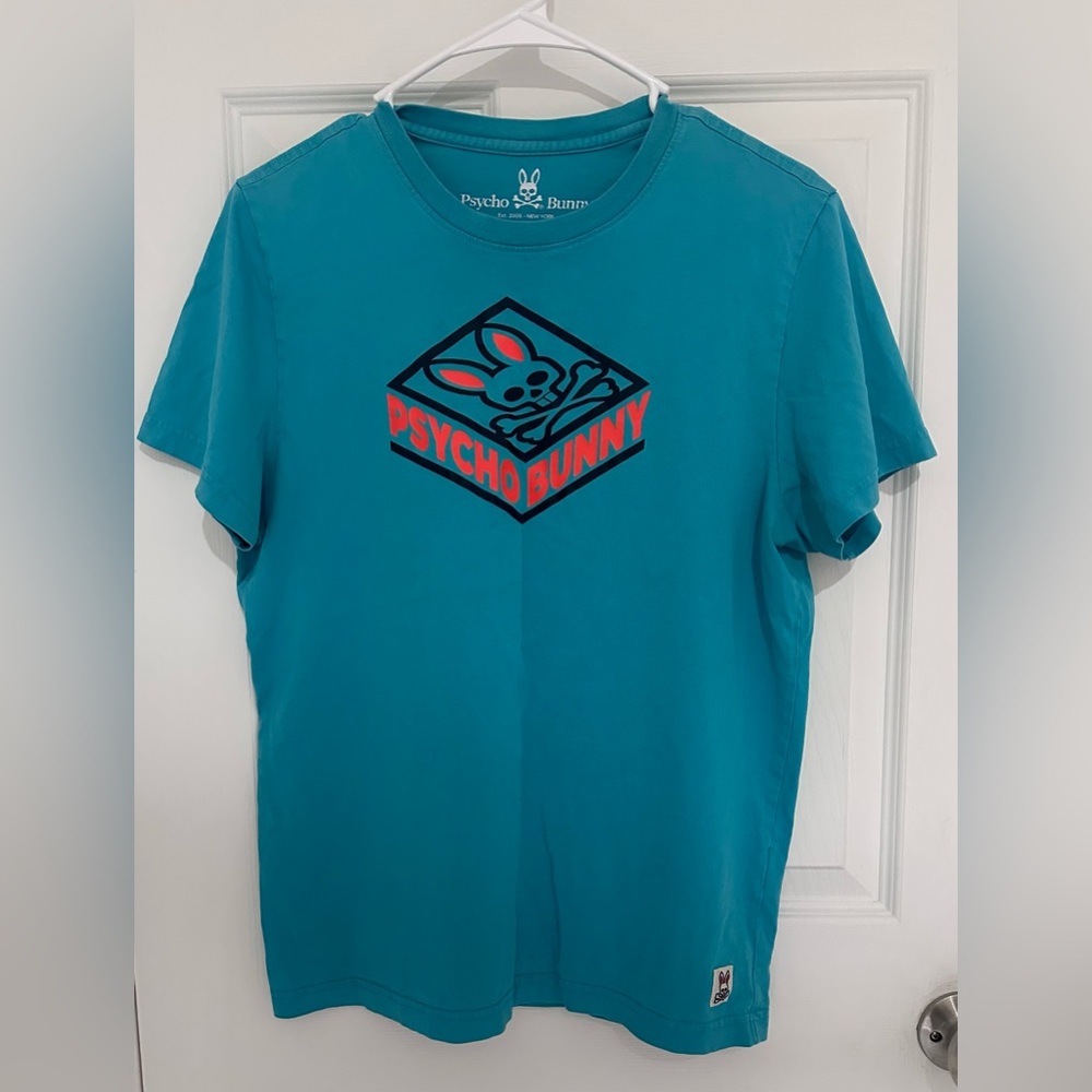 Psycho Bunny T Shirt Blue Pima Cotton Short Sleeve Crew Neck size 4 Small